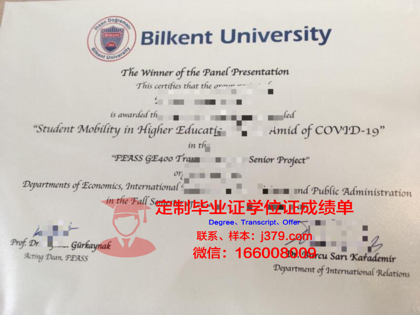 毕尔坎特大学博士毕业证书(毕尔肯大学)